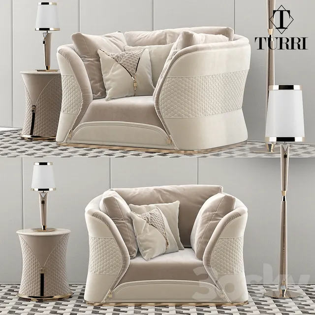 Furniture – Sofa 3D Models – Turri Vogue sofa armchair set