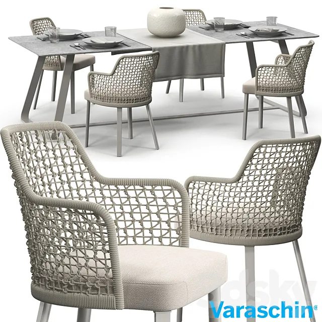 Furniture – Sofa 3D Models – Varaschin Emma chair set 3d Model