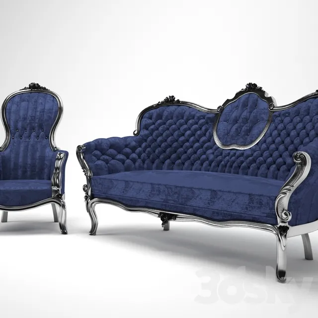 Furniture – Sofa 3D Models – victorian sofa & chair