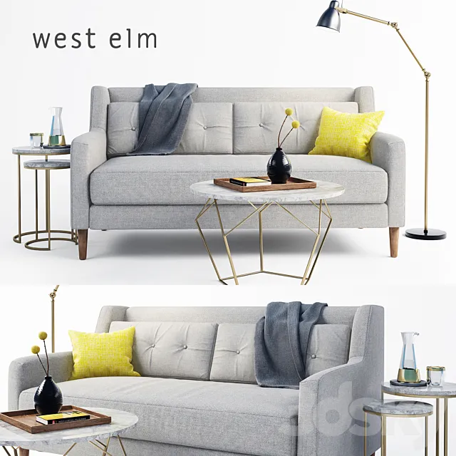 Furniture – Sofa 3D Models – West elm sofa set