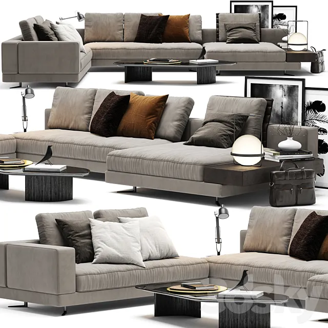 Furniture – Sofa 3D Models – White Sofa by Minotti 3d model