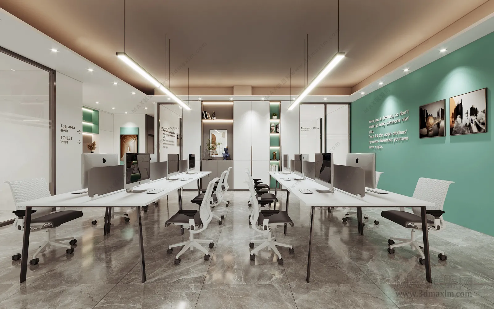 3D OFFICE INTERIOR (VRAY) – WORKSPACE 3D SCENES – 008