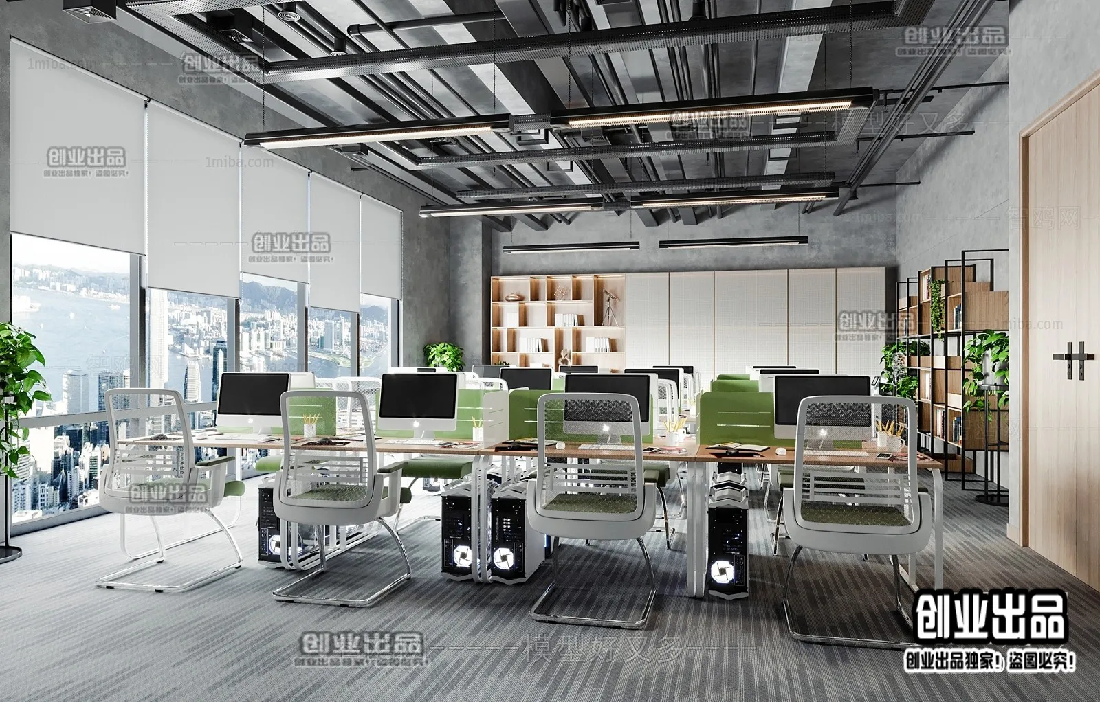 3D OFFICE INTERIOR (VRAY) – WORKSPACE 3D SCENES – 014