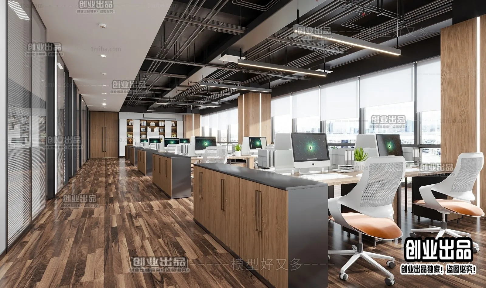 3D OFFICE INTERIOR (VRAY) – WORKSPACE 3D SCENES – 018