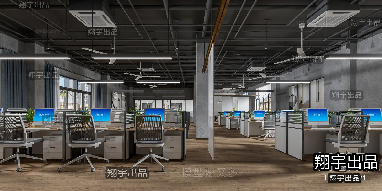 3D OFFICE INTERIOR (VRAY) – WORKSPACE 3D SCENES – 034