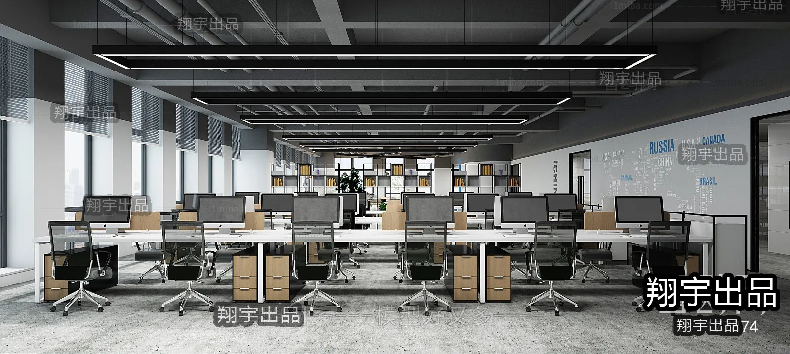 3D OFFICE INTERIOR (VRAY) – WORKSPACE 3D SCENES – 035