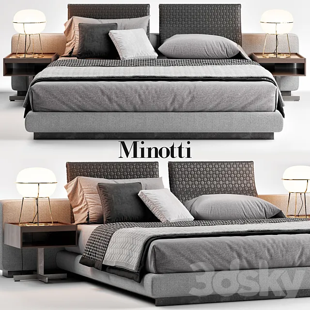 Minotti Yang Bed 3DS Max - thumbnail 3