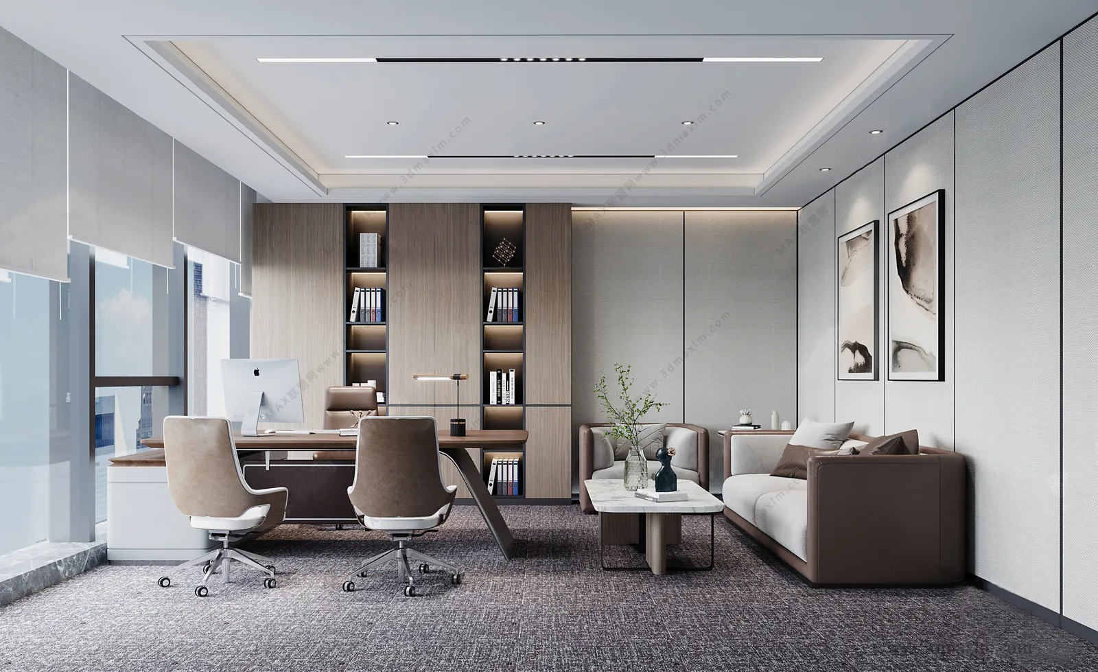 3D OFFICE INTERIOR (VRAY) – MANAGER ROOM 3D SCENES – 001