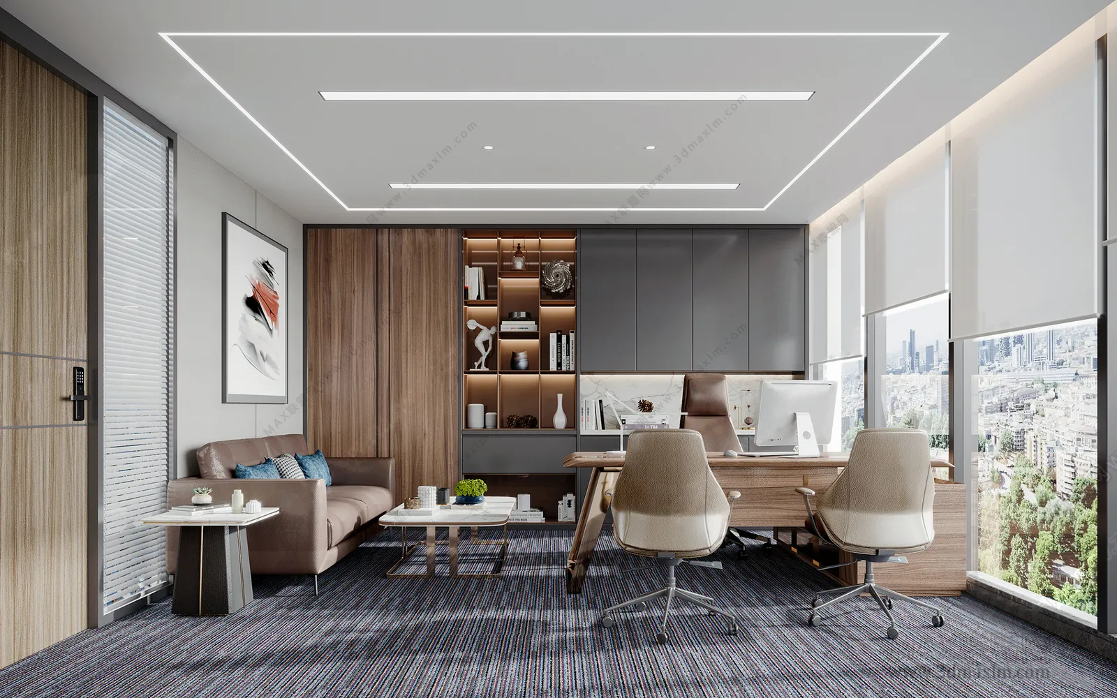 3D OFFICE INTERIOR (VRAY) – MANAGER ROOM 3D SCENES – 003