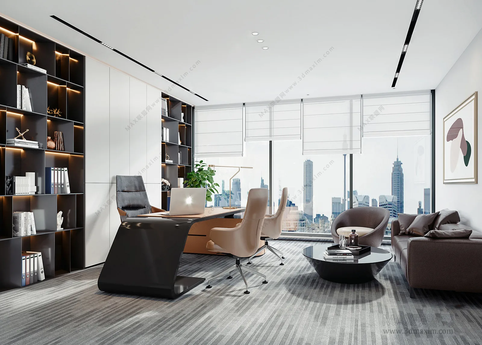 3D OFFICE INTERIOR (VRAY) – MANAGER ROOM 3D SCENES – 007