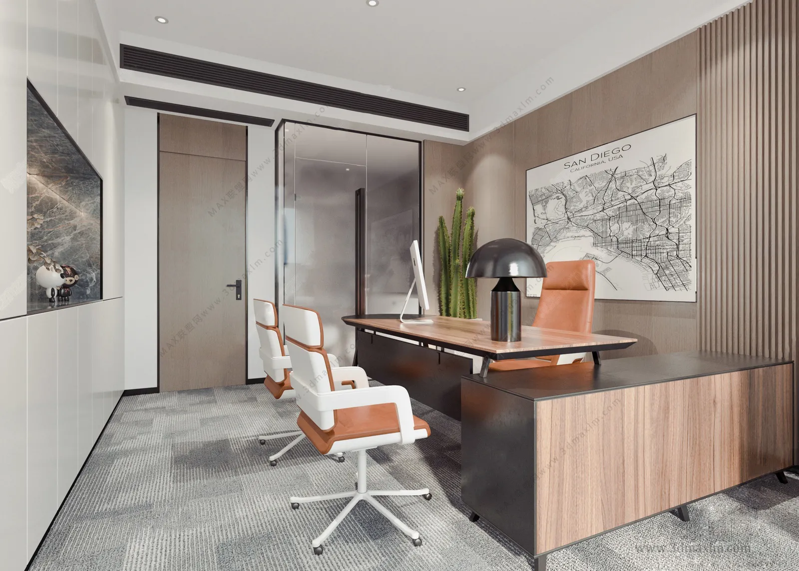 3D OFFICE INTERIOR (VRAY) – MANAGER ROOM 3D SCENES – 008
