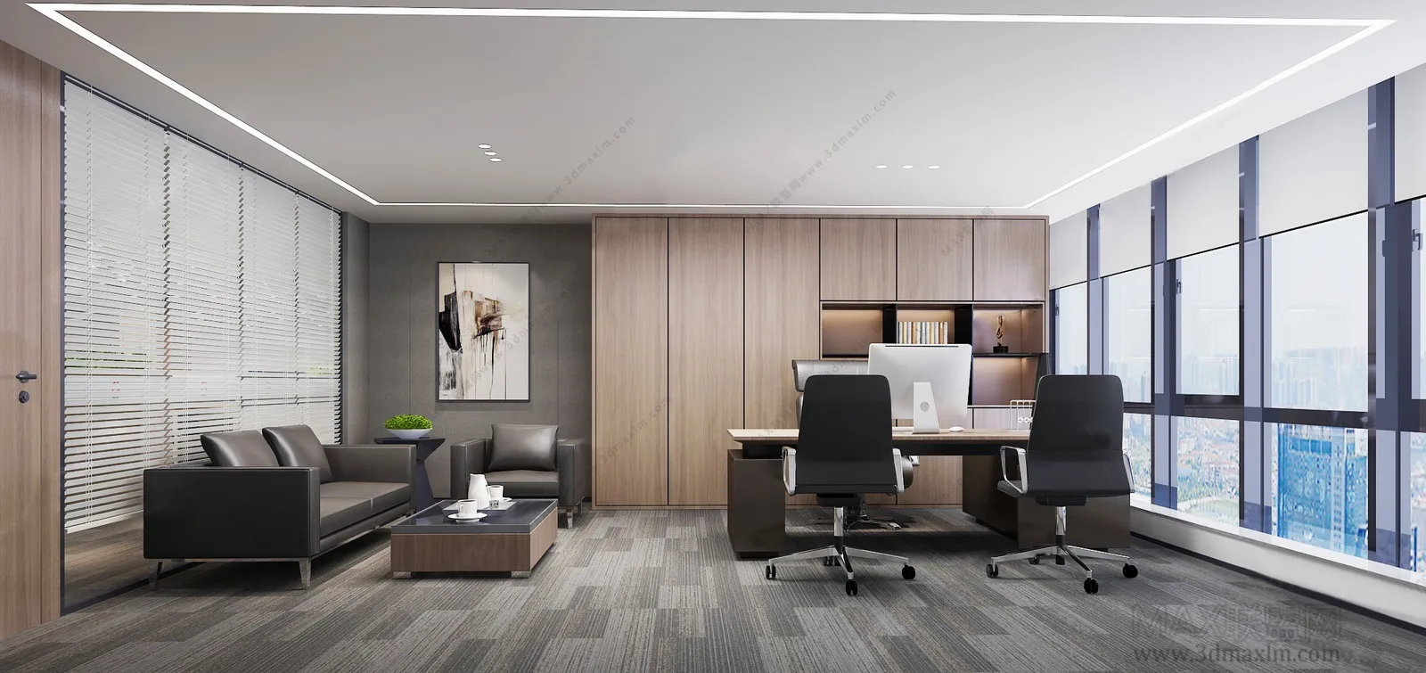 3D OFFICE INTERIOR (VRAY) – MANAGER ROOM 3D SCENES – 009