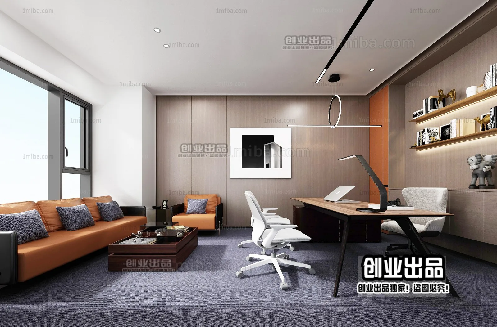 3D OFFICE INTERIOR (VRAY) – MANAGER ROOM 3D SCENES – 013