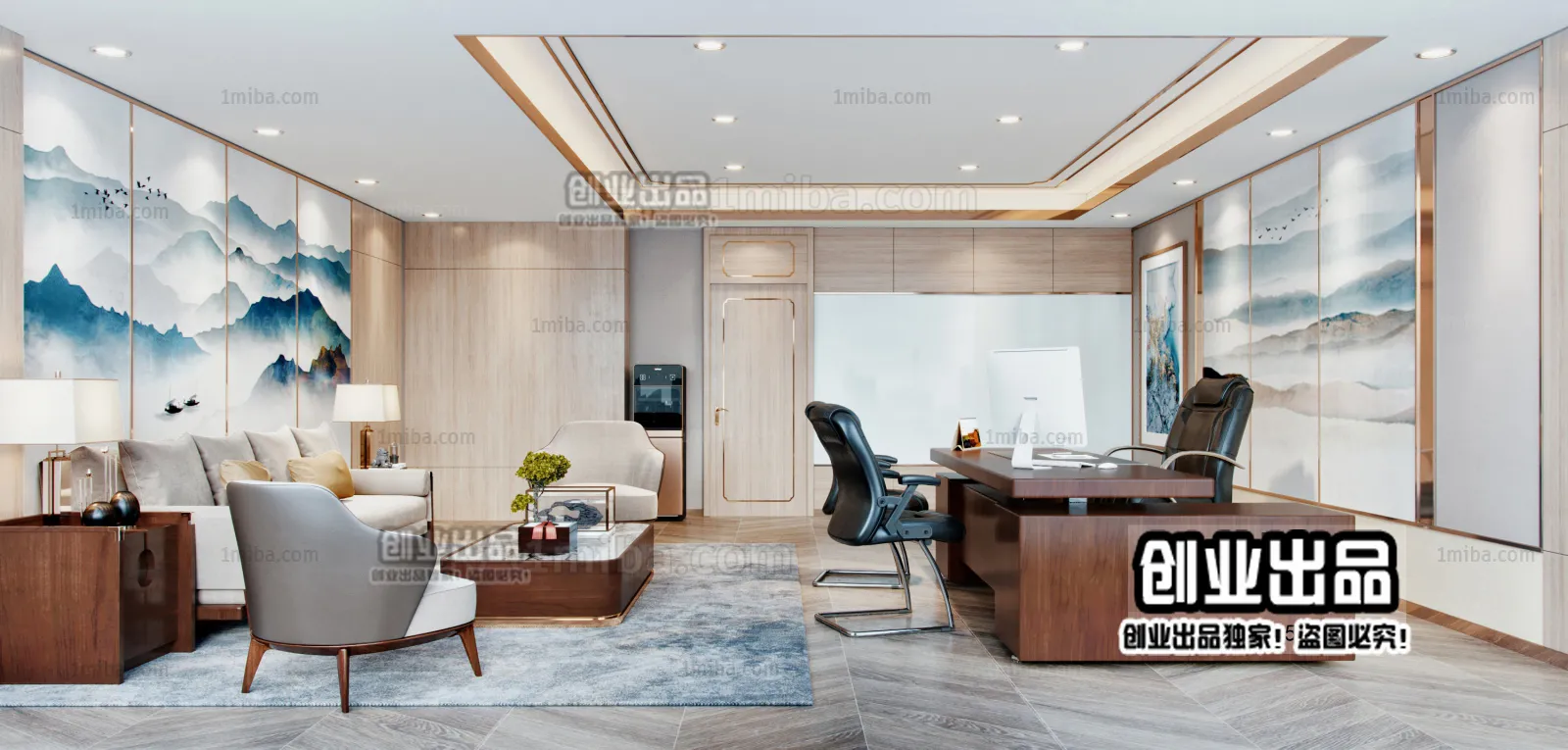 3D OFFICE INTERIOR (VRAY) – MANAGER ROOM 3D SCENES – 014
