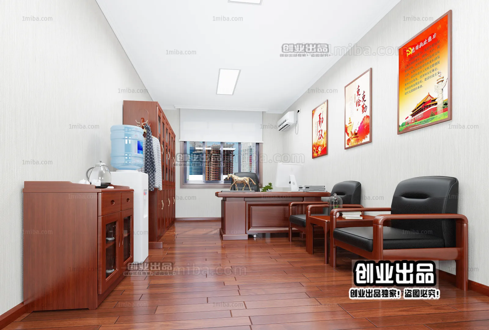 3D OFFICE INTERIOR (VRAY) – MANAGER ROOM 3D SCENES – 016