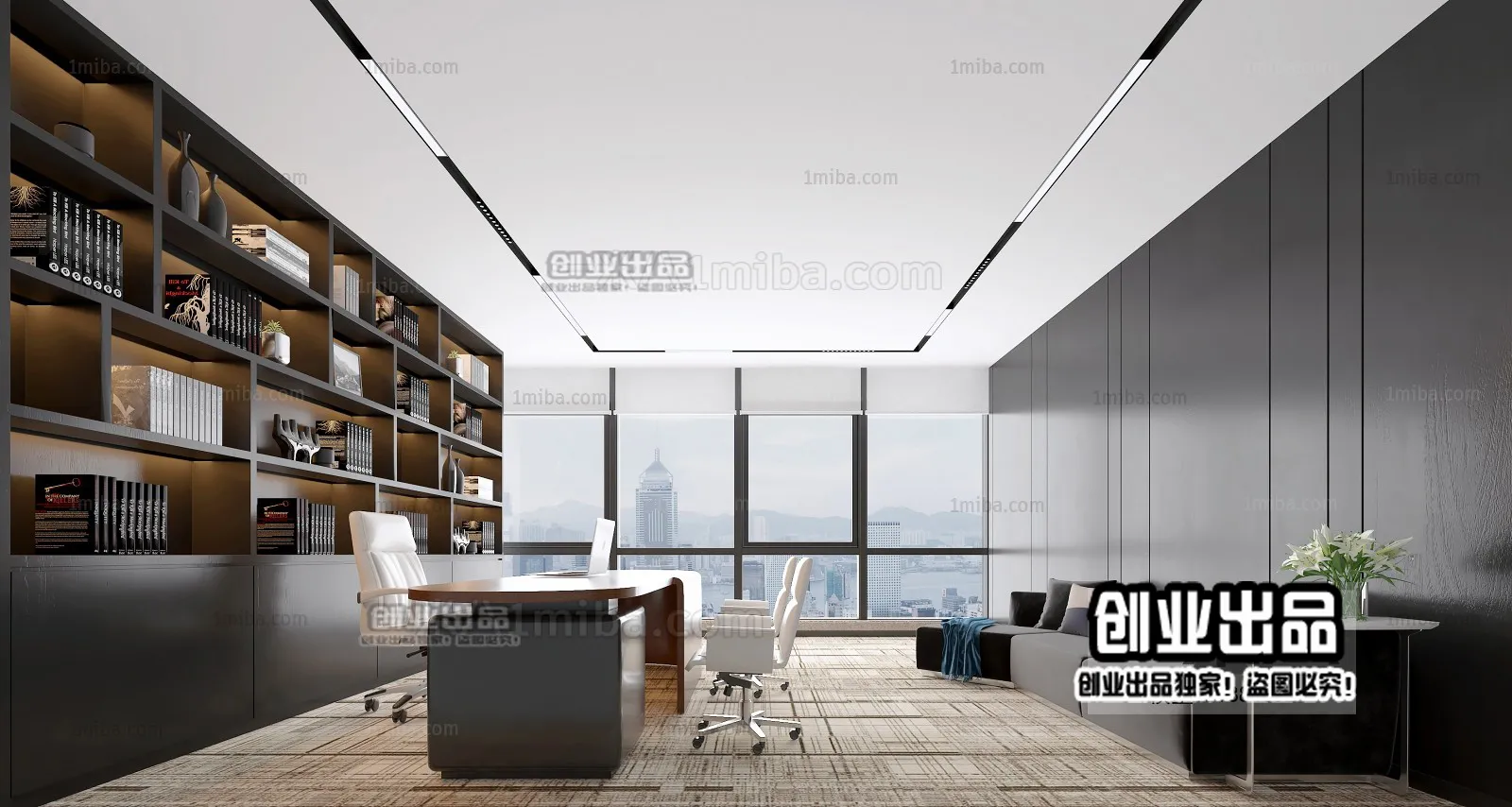 3D OFFICE INTERIOR (VRAY) – MANAGER ROOM 3D SCENES – 018