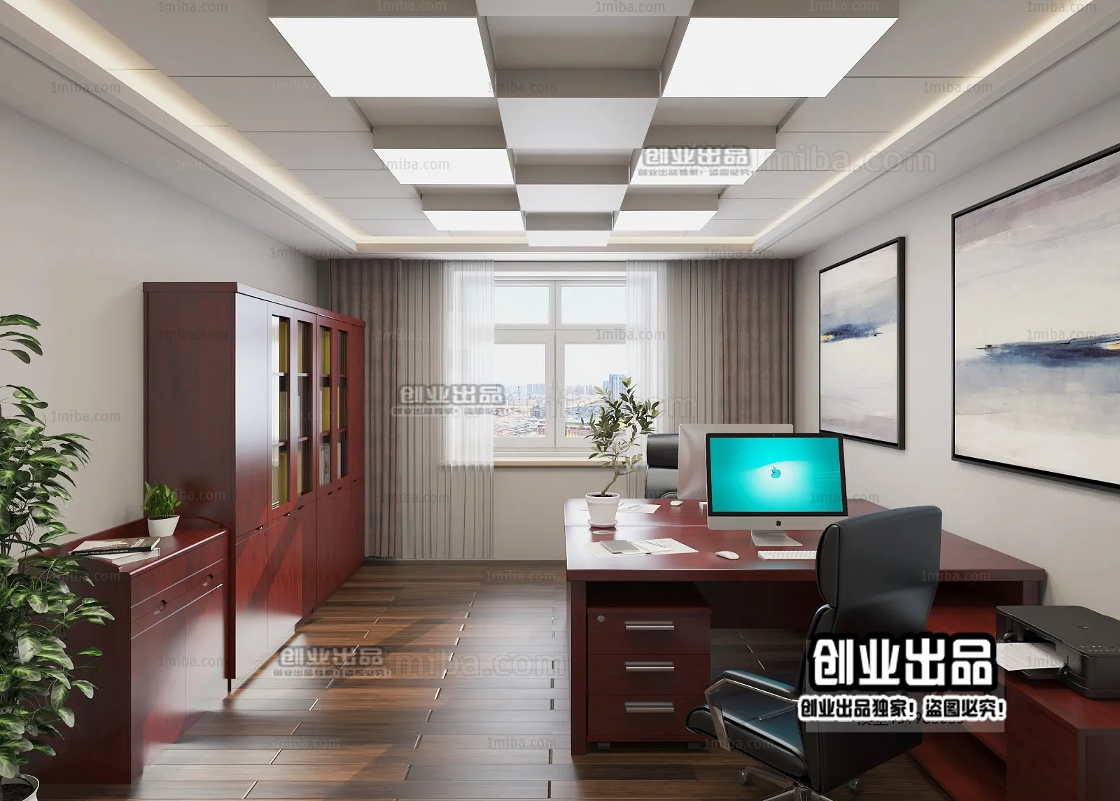 3D OFFICE INTERIOR (VRAY) – MANAGER ROOM 3D SCENES – 020