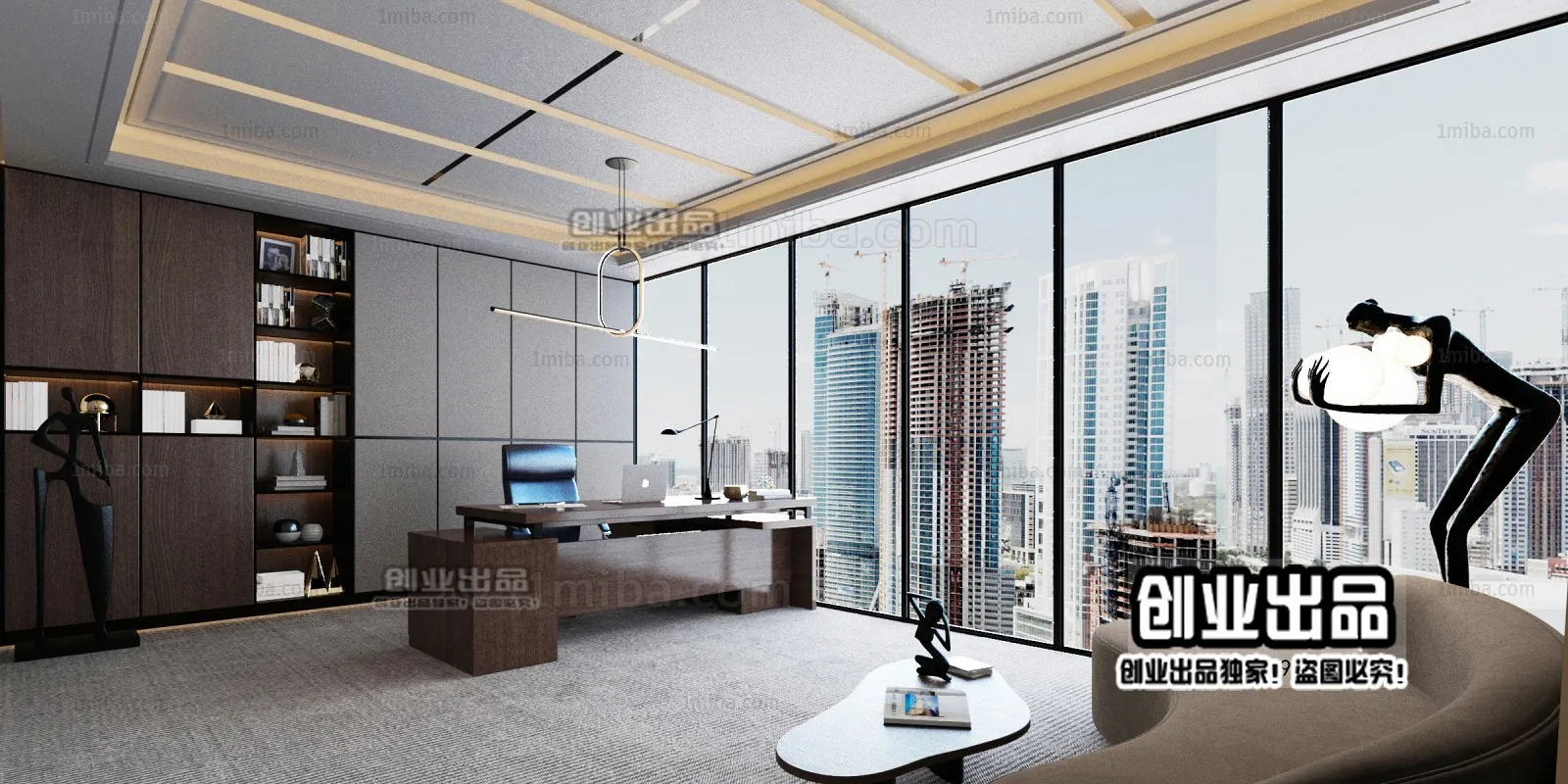 3D OFFICE INTERIOR (VRAY) – MANAGER ROOM 3D SCENES – 022
