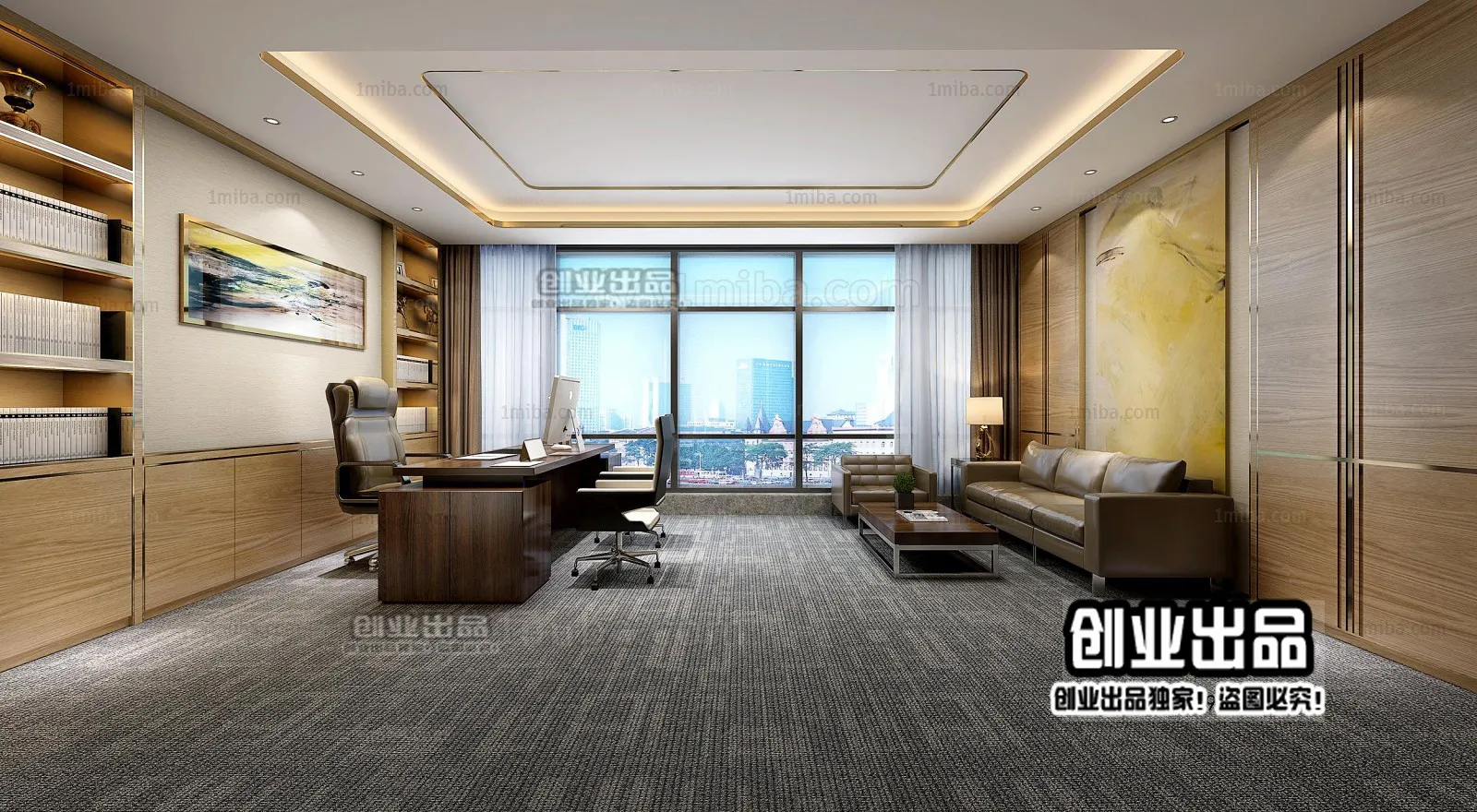 3D OFFICE INTERIOR (VRAY) – MANAGER ROOM 3D SCENES – 023