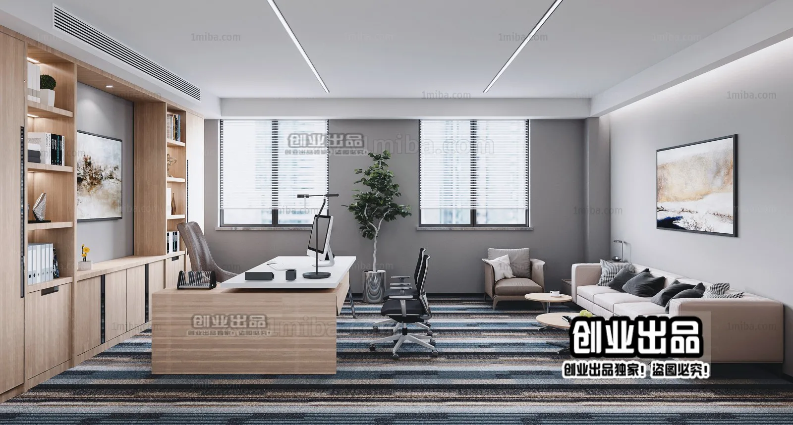 3D OFFICE INTERIOR (VRAY) – MANAGER ROOM 3D SCENES – 026
