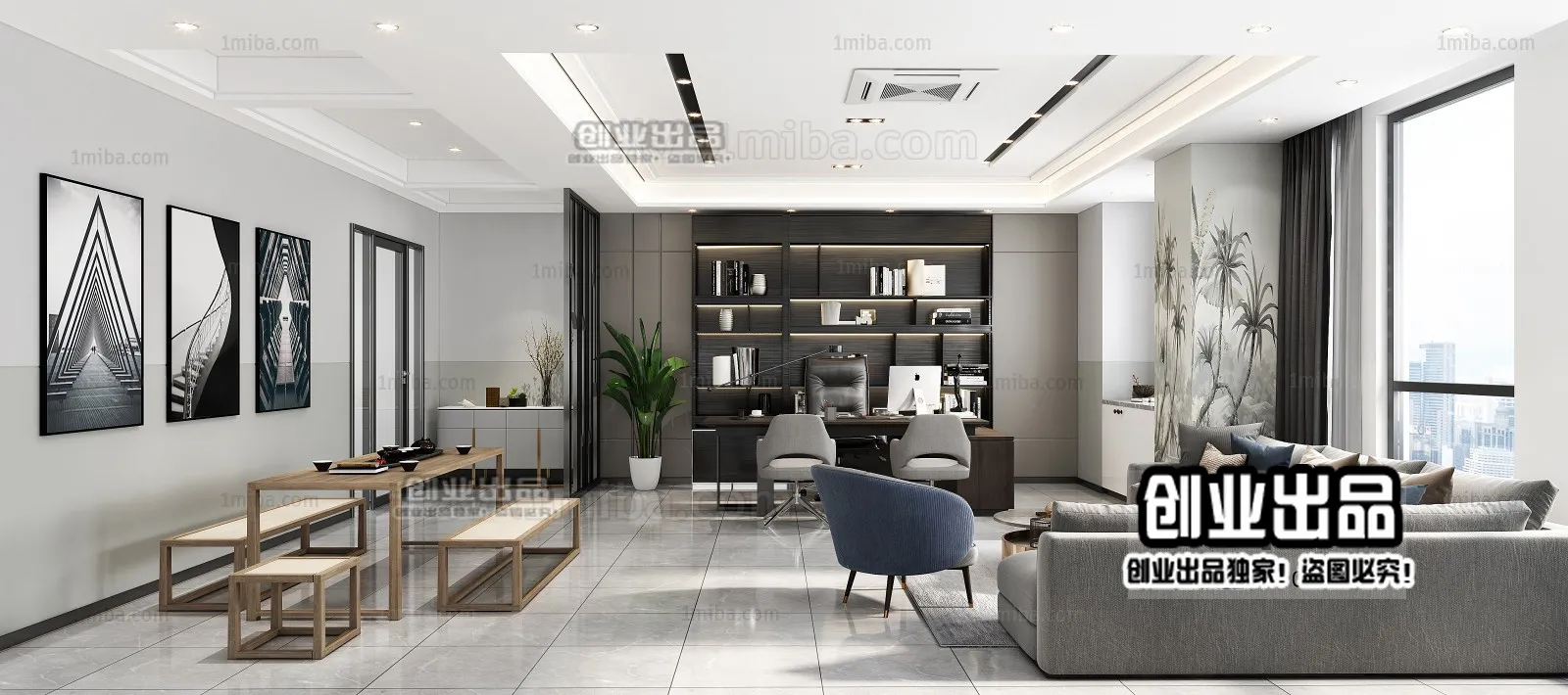 3D OFFICE INTERIOR (VRAY) – MANAGER ROOM 3D SCENES – 027