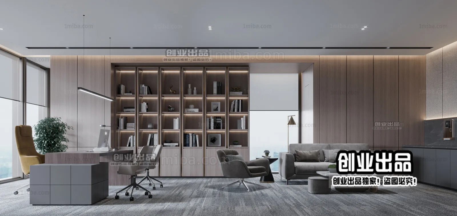 3D OFFICE INTERIOR (VRAY) – MANAGER ROOM 3D SCENES – 028