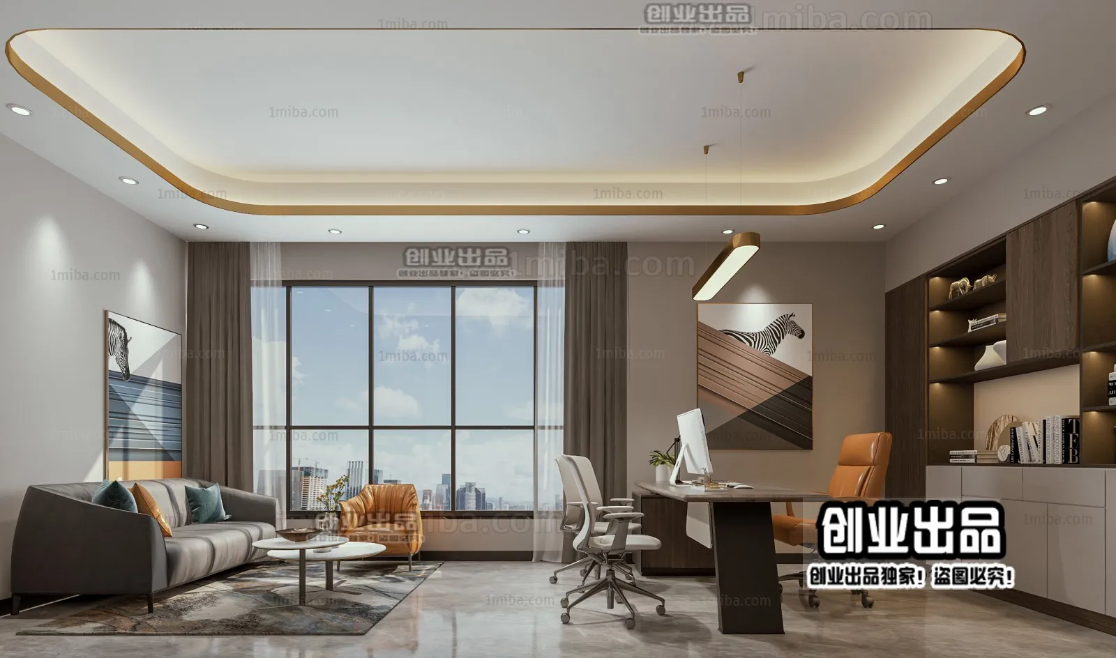 3D OFFICE INTERIOR (VRAY) – MANAGER ROOM 3D SCENES – 030