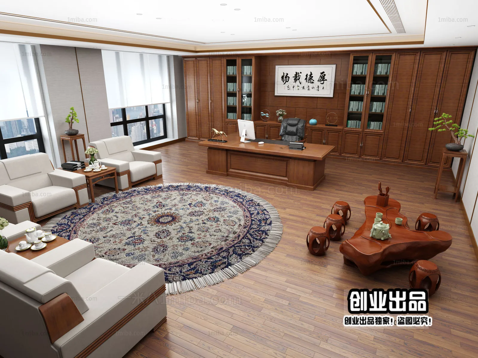 3D OFFICE INTERIOR (VRAY) – MANAGER ROOM 3D SCENES – 031