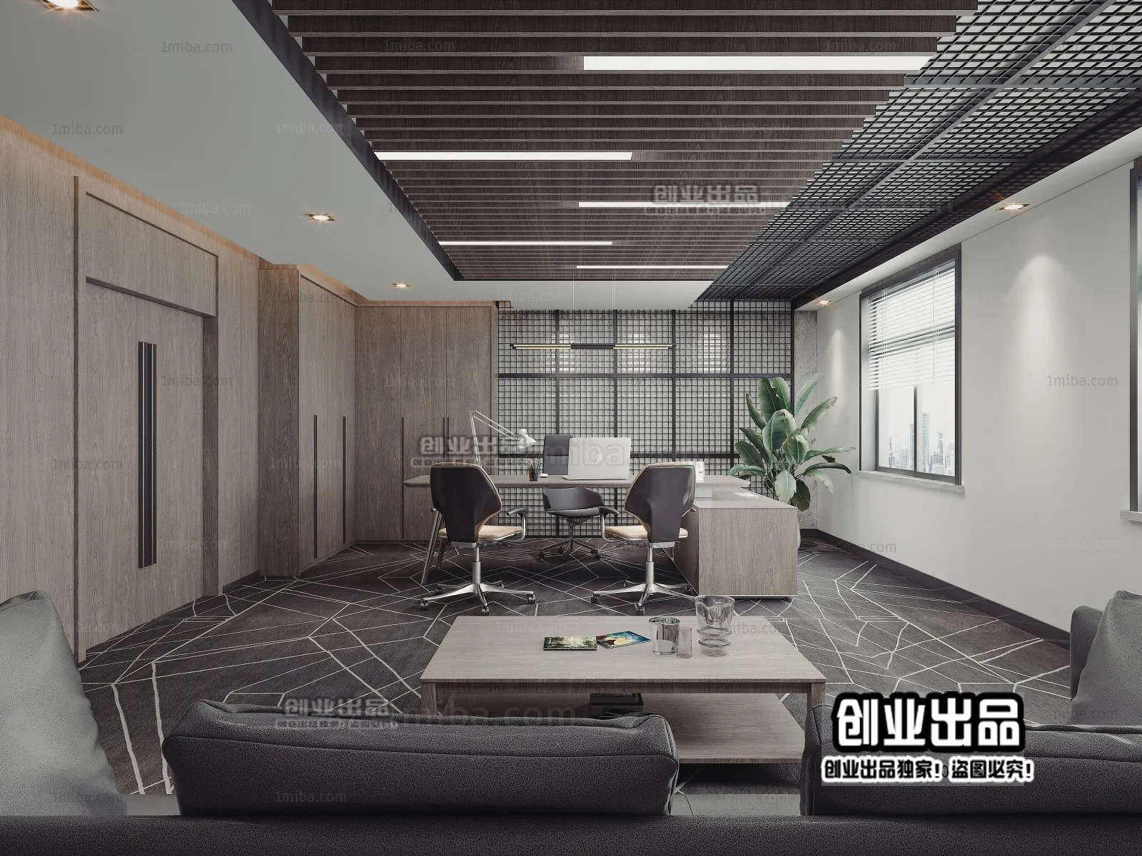 3D OFFICE INTERIOR (VRAY) – MANAGER ROOM 3D SCENES – 033