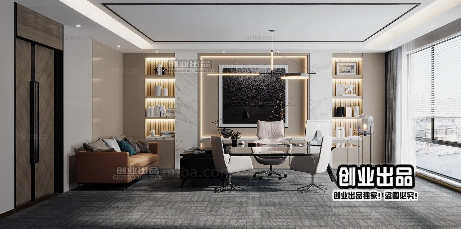 3D OFFICE INTERIOR (VRAY) – MANAGER ROOM 3D SCENES – 034