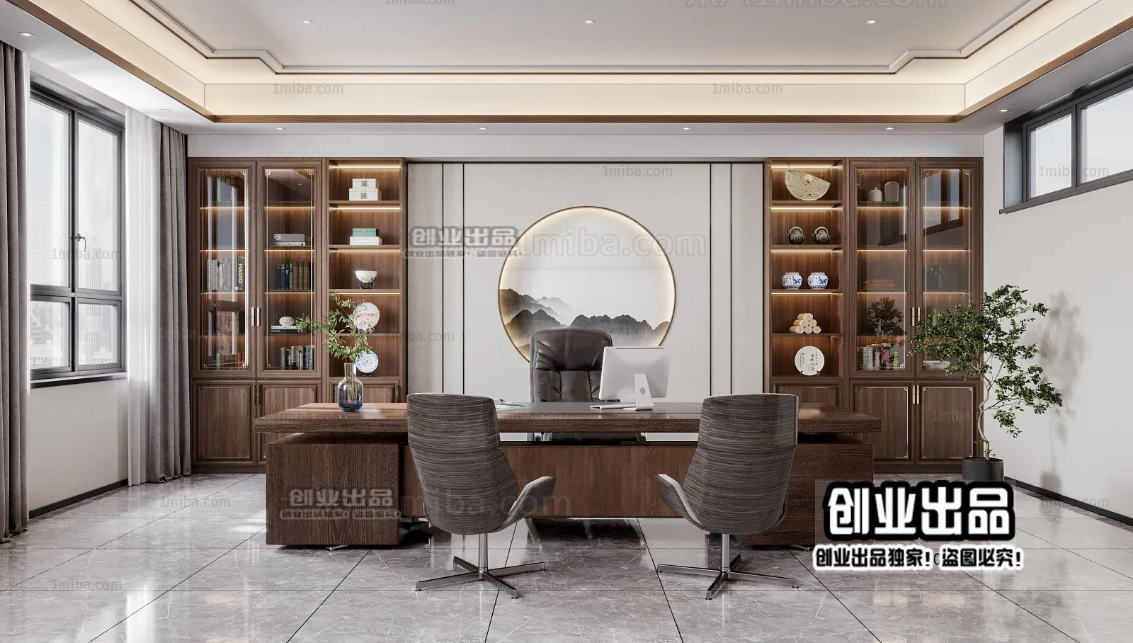 3D OFFICE INTERIOR (VRAY) – MANAGER ROOM 3D SCENES – 035