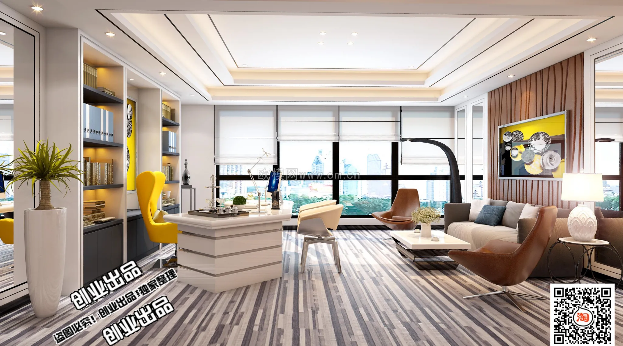 3D OFFICE INTERIOR (VRAY) – MANAGER ROOM 3D SCENES – 036