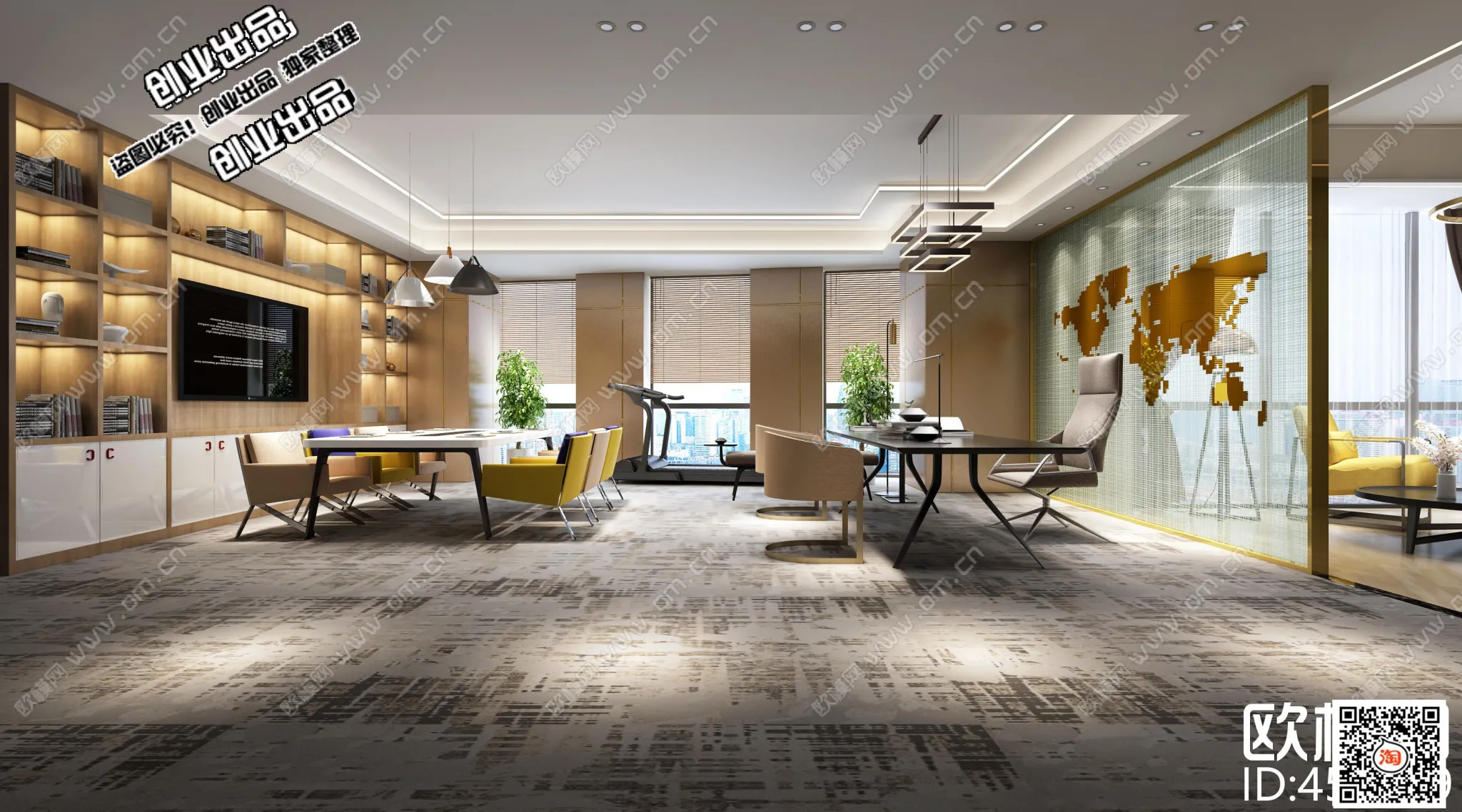 3D OFFICE INTERIOR (VRAY) – MANAGER ROOM 3D SCENES – 038