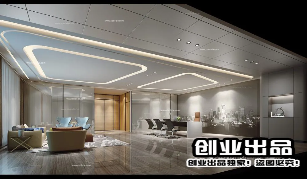 3D OFFICE INTERIOR (VRAY) – MANAGER ROOM 3D SCENES – 064