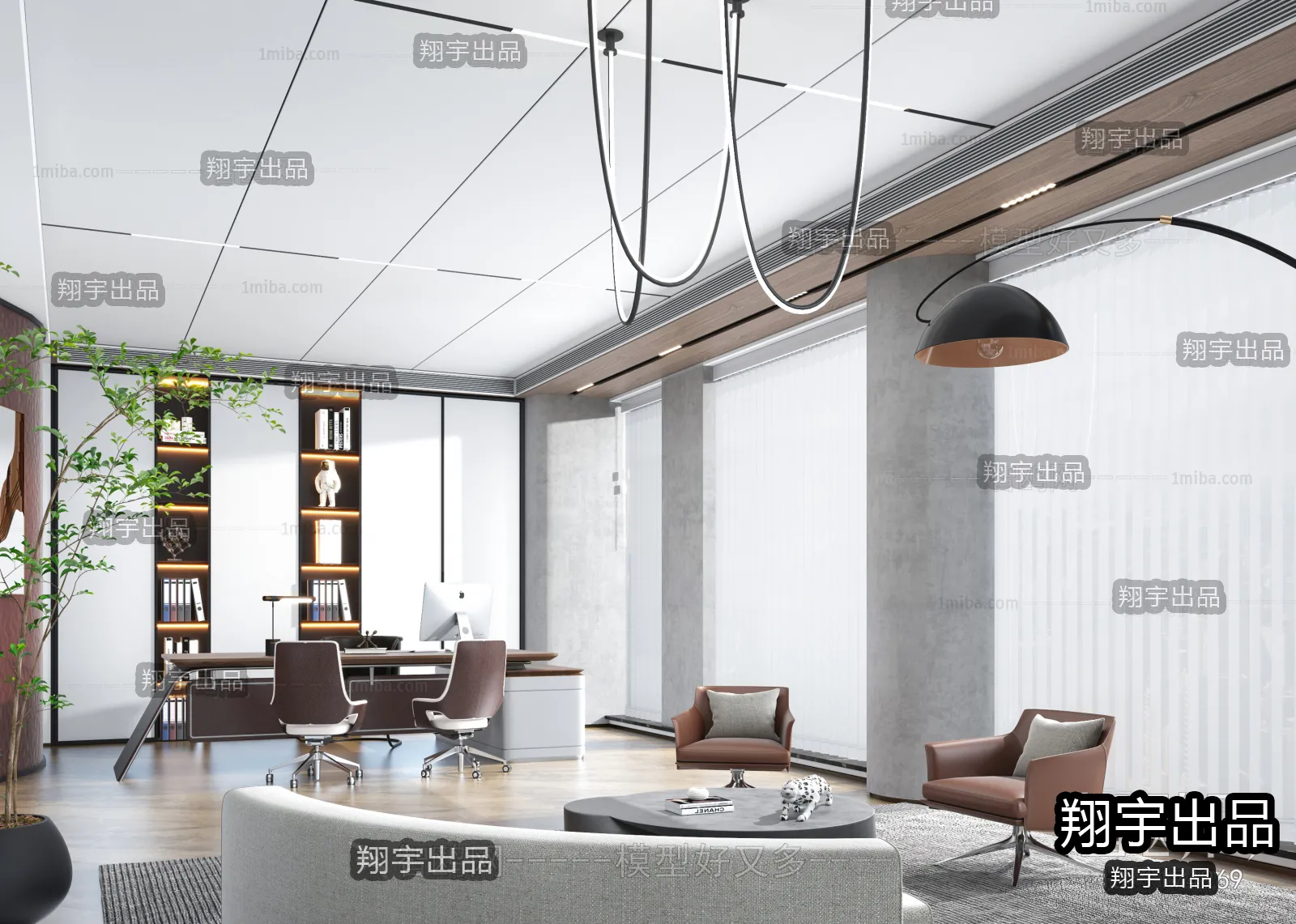 3D OFFICE INTERIOR (VRAY) – MANAGER ROOM 3D SCENES – 065