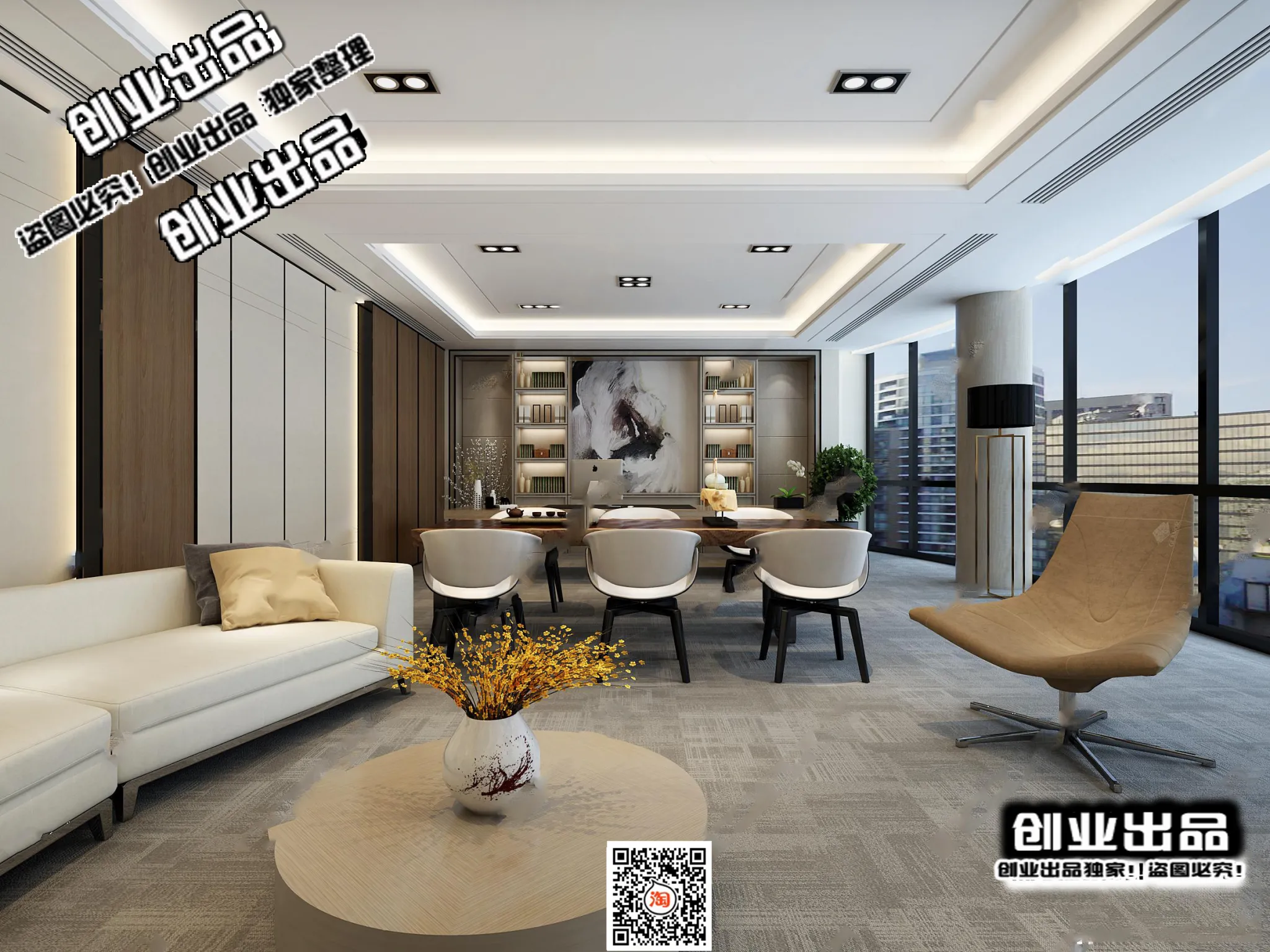 3D OFFICE INTERIOR (VRAY) – MANAGER ROOM 3D SCENES – 072