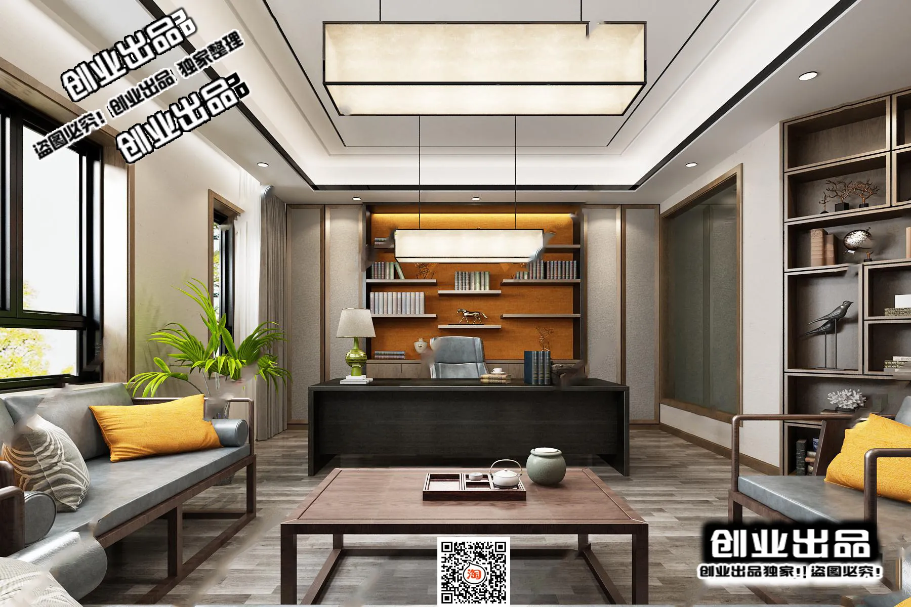 3D OFFICE INTERIOR (VRAY) – MANAGER ROOM 3D SCENES – 073