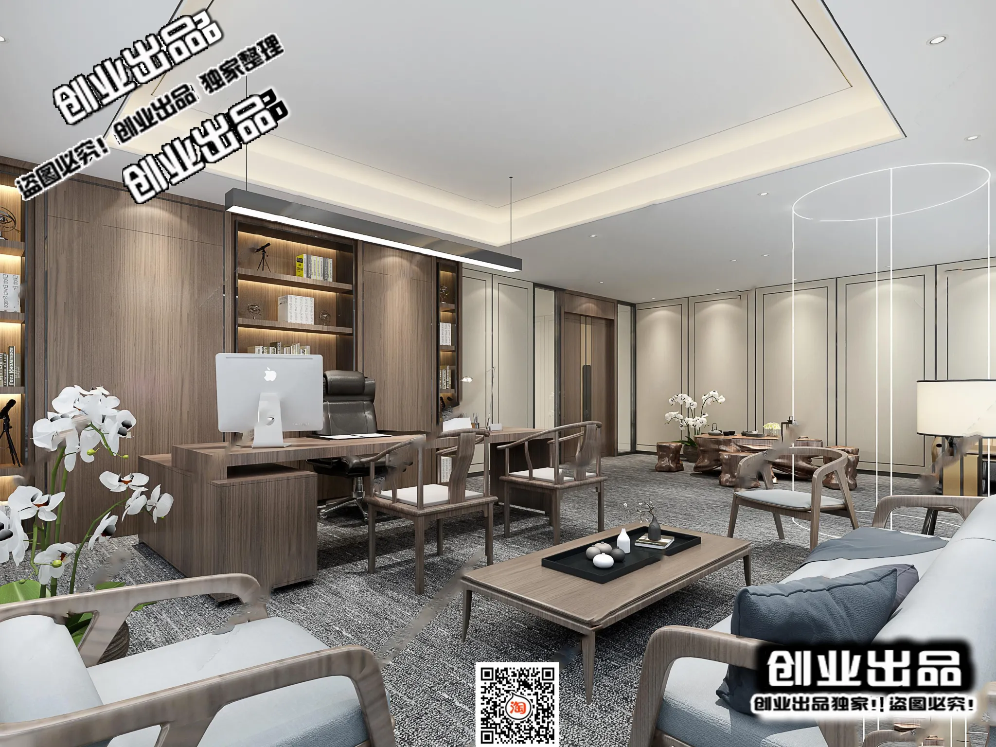 3D OFFICE INTERIOR (VRAY) – MANAGER ROOM 3D SCENES – 078