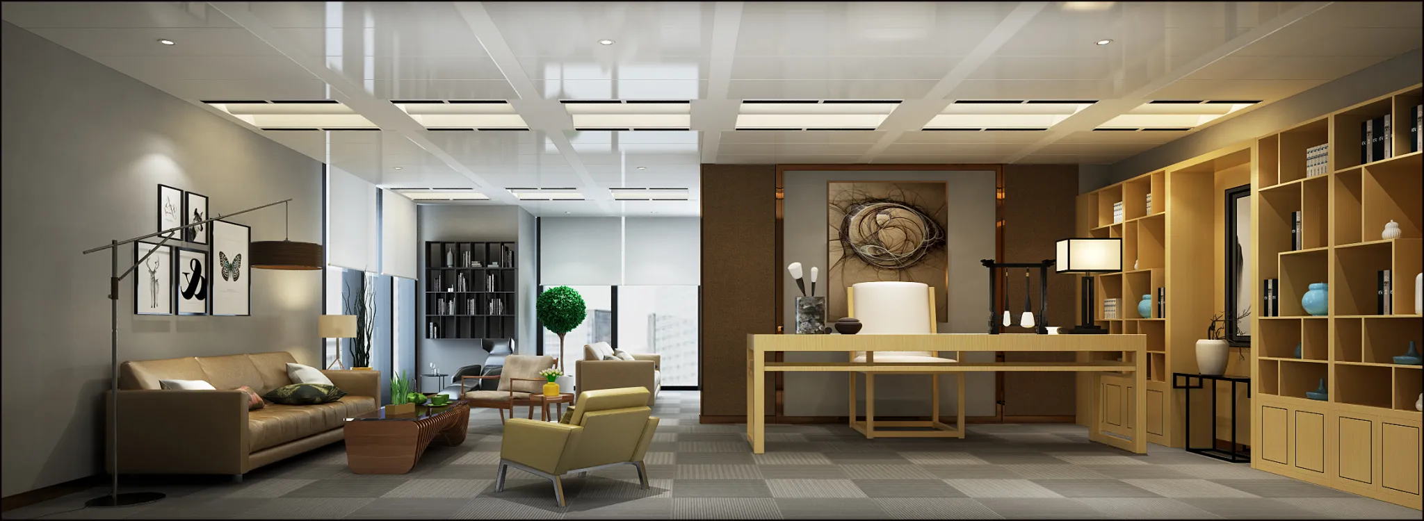 3D OFFICE INTERIOR (VRAY) – MANAGER ROOM 3D SCENES – 088