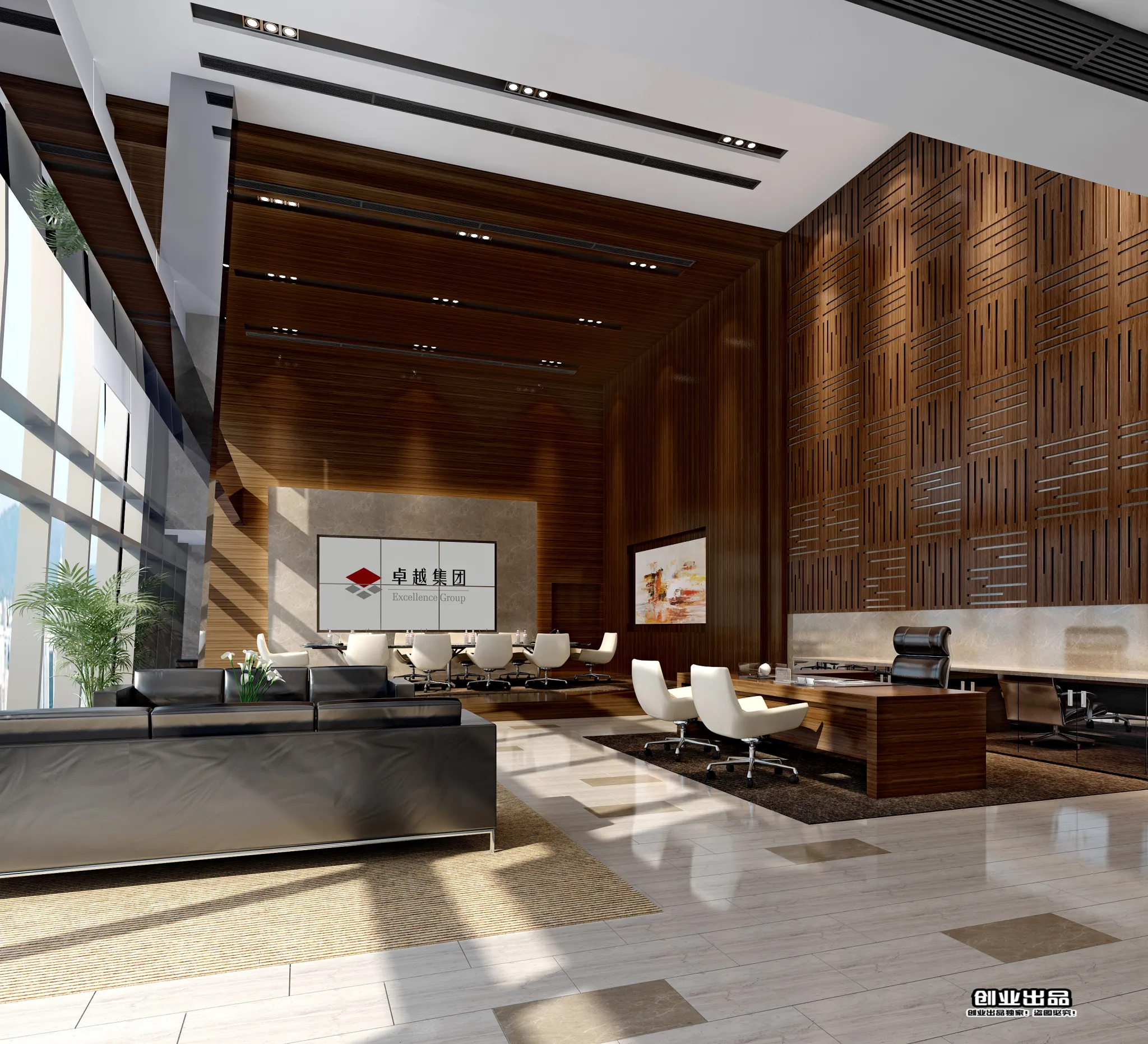 3D OFFICE INTERIOR (VRAY) – MANAGER ROOM 3D SCENES – 095