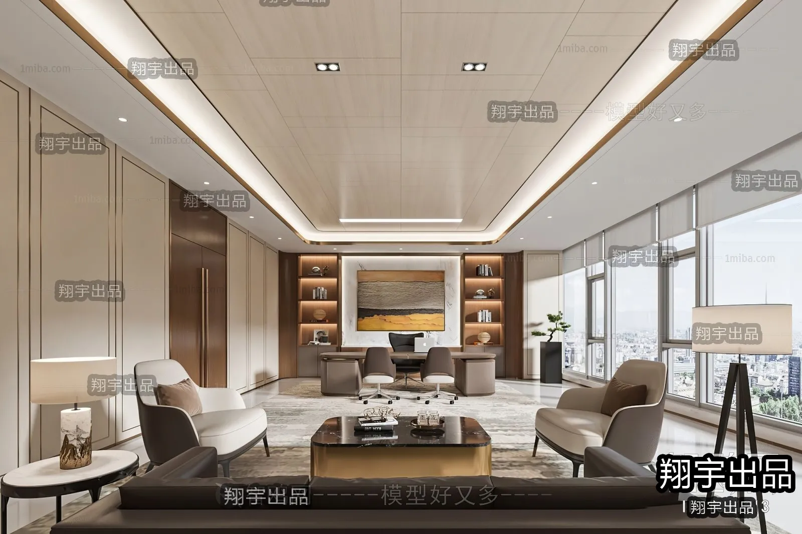 3D OFFICE INTERIOR (VRAY) – MANAGER ROOM 3D SCENES – 098