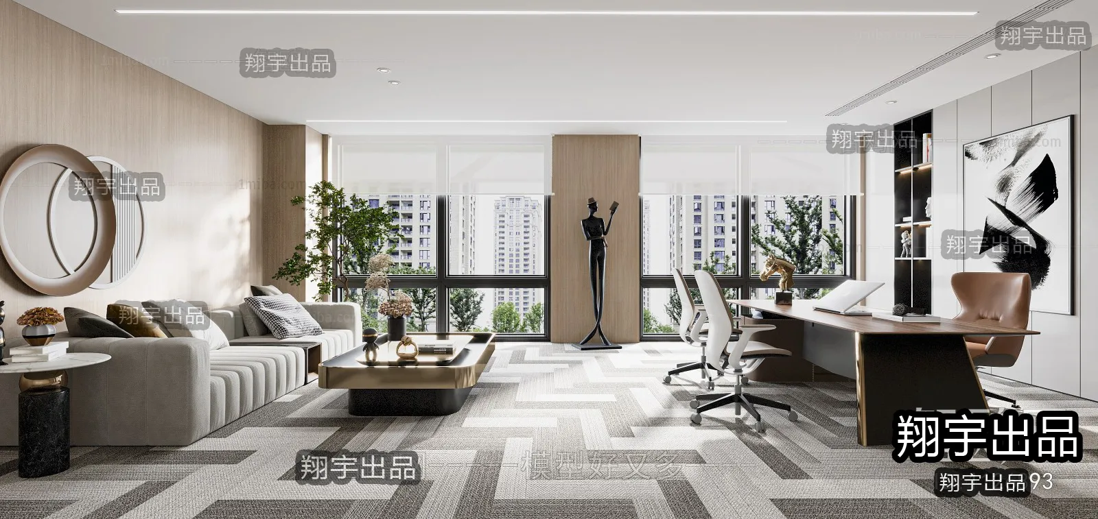 3D OFFICE INTERIOR (VRAY) – MANAGER ROOM 3D SCENES – 106