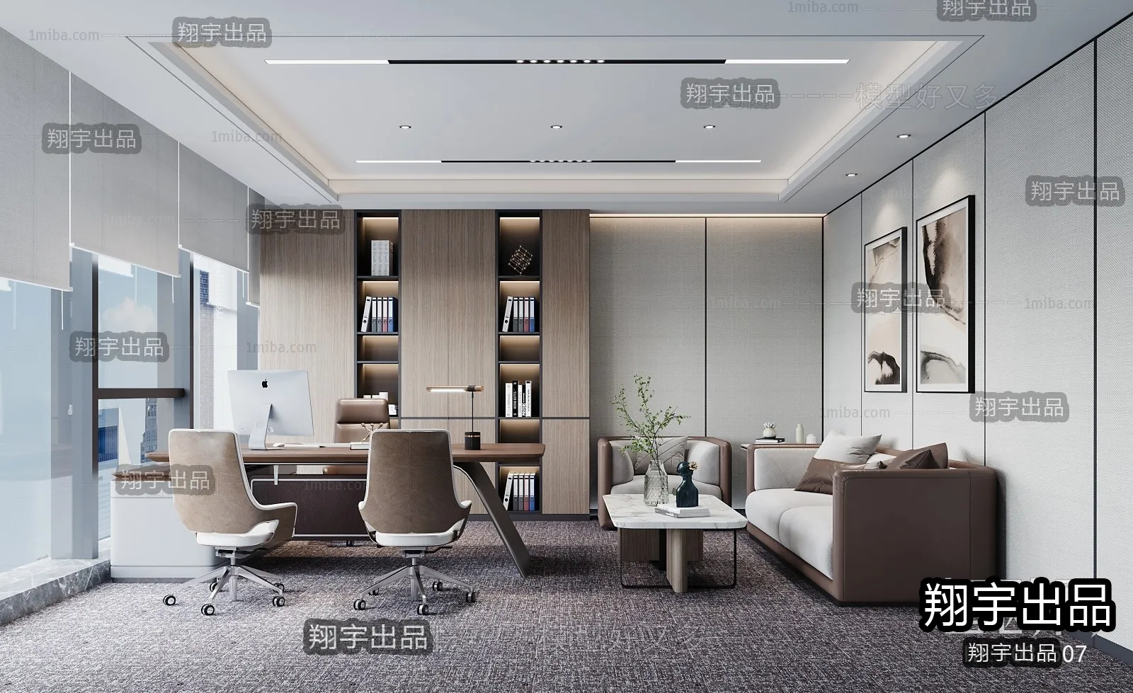 3D OFFICE INTERIOR (VRAY) – MANAGER ROOM 3D SCENES – 110