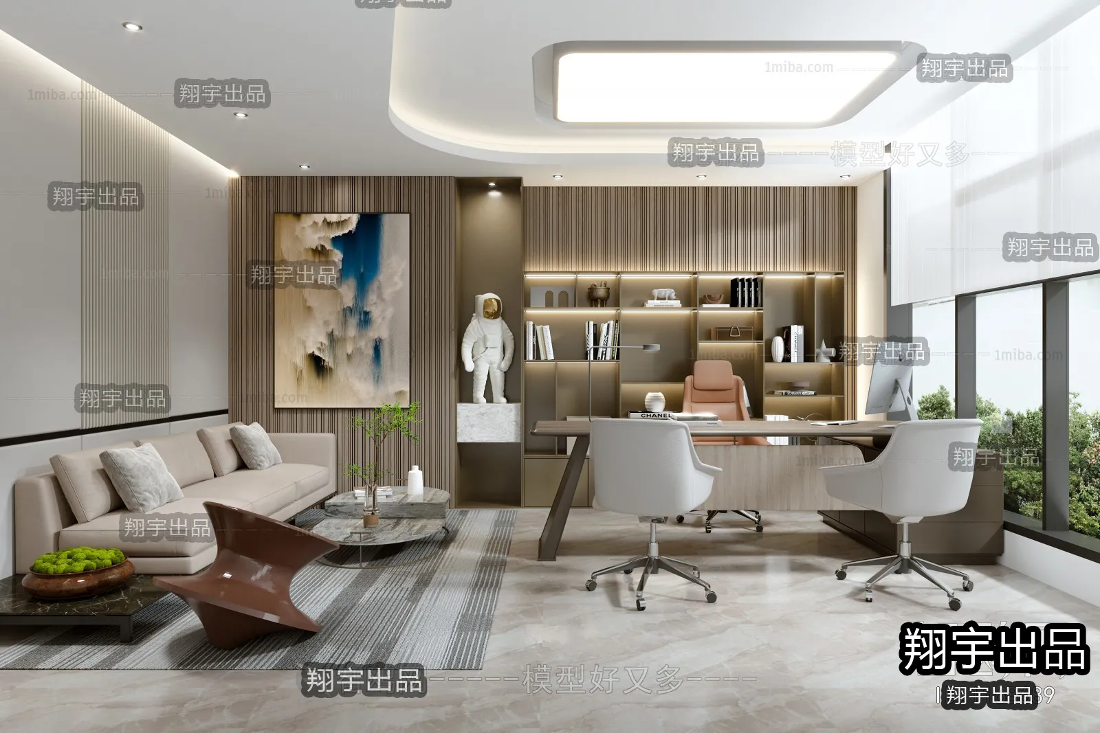 3D OFFICE INTERIOR (VRAY) – MANAGER ROOM 3D SCENES – 112