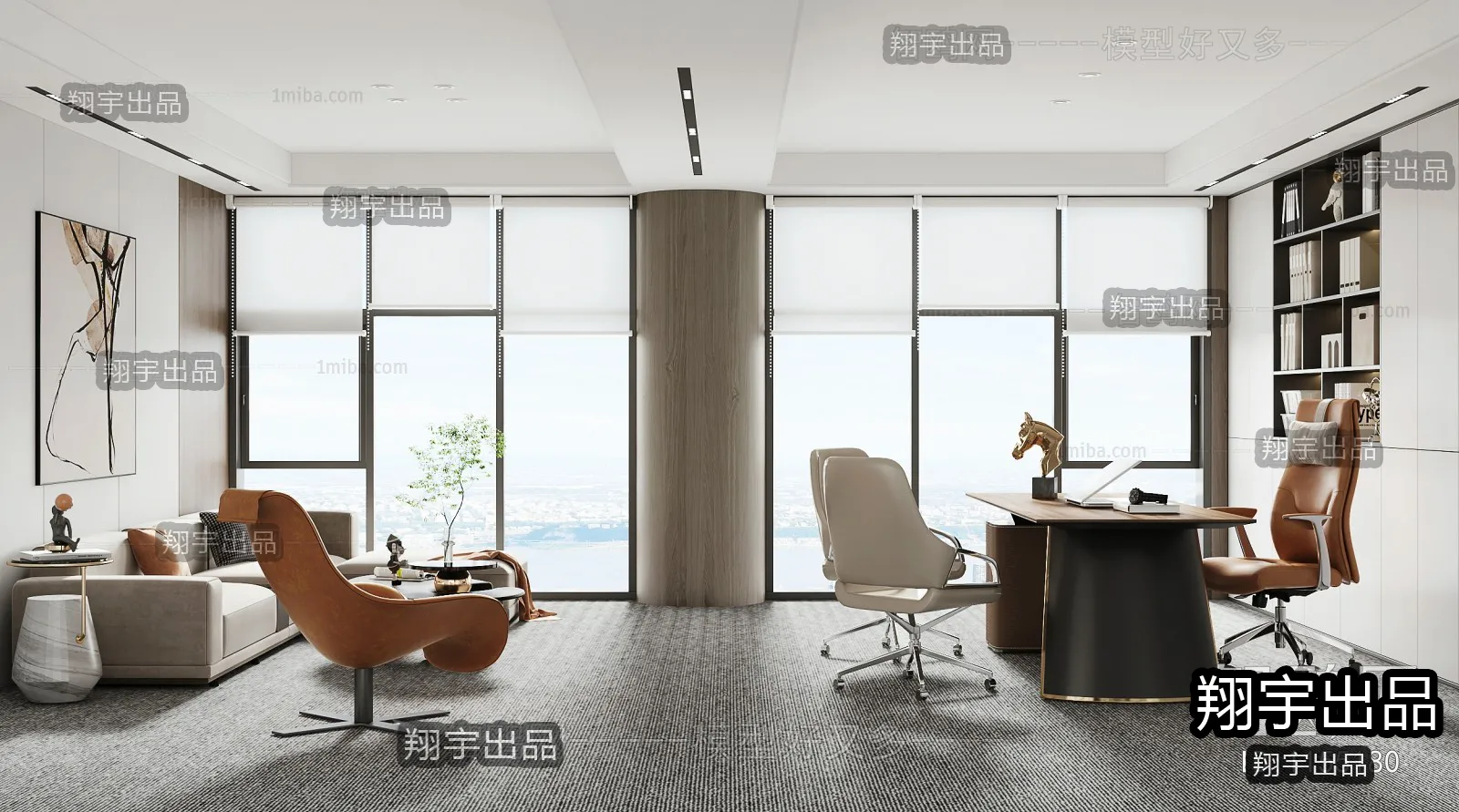 3D OFFICE INTERIOR (VRAY) – MANAGER ROOM 3D SCENES – 114