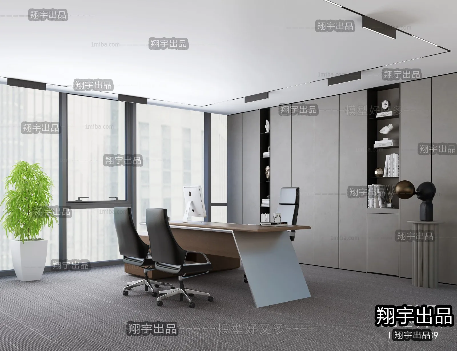 3D OFFICE INTERIOR (VRAY) – MANAGER ROOM 3D SCENES – 116