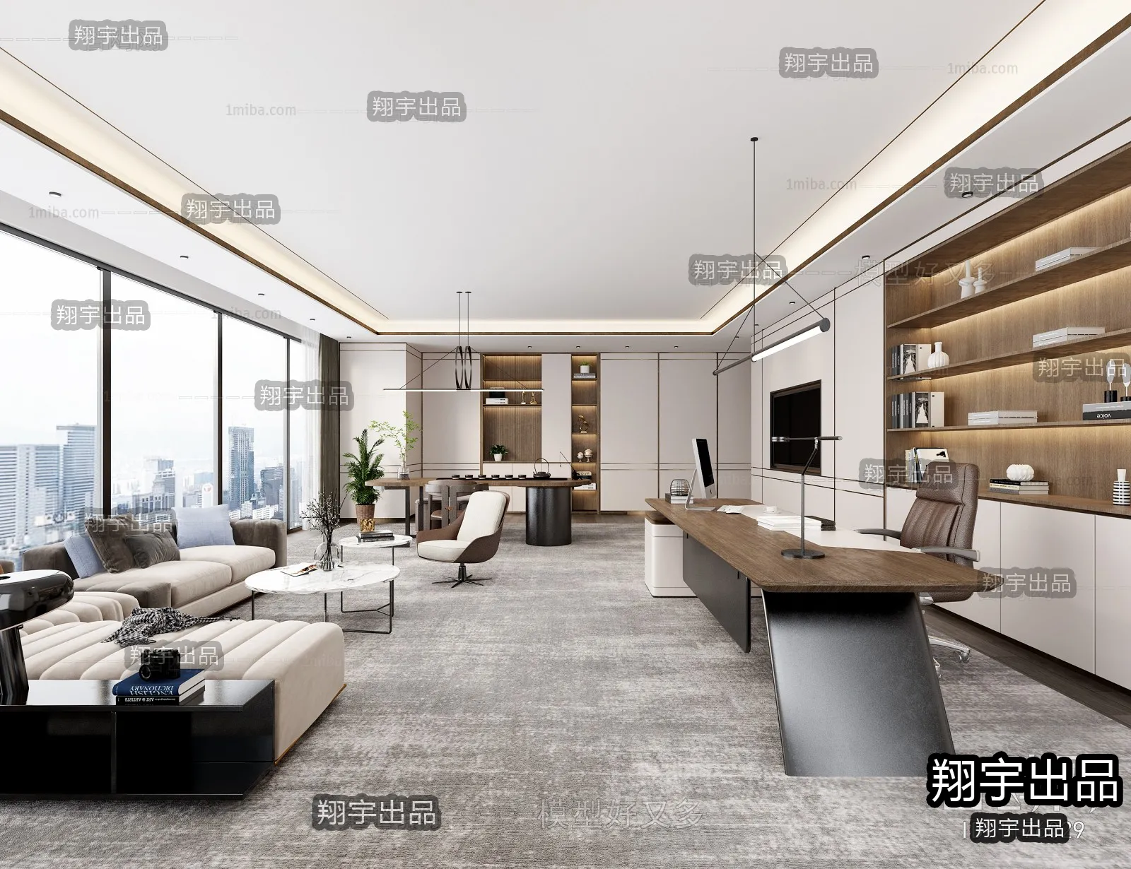 3D OFFICE INTERIOR (VRAY) – MANAGER ROOM 3D SCENES – 117