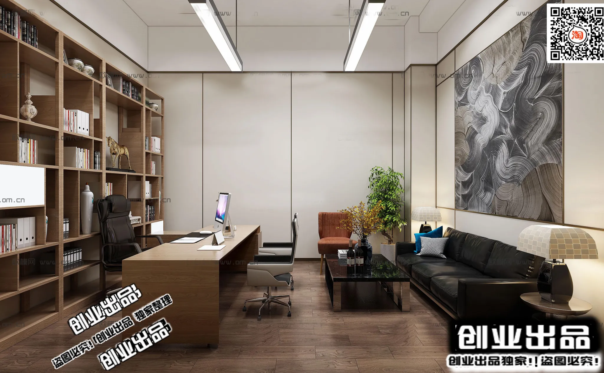3D OFFICE INTERIOR (VRAY) – MANAGER ROOM 3D SCENES – 119