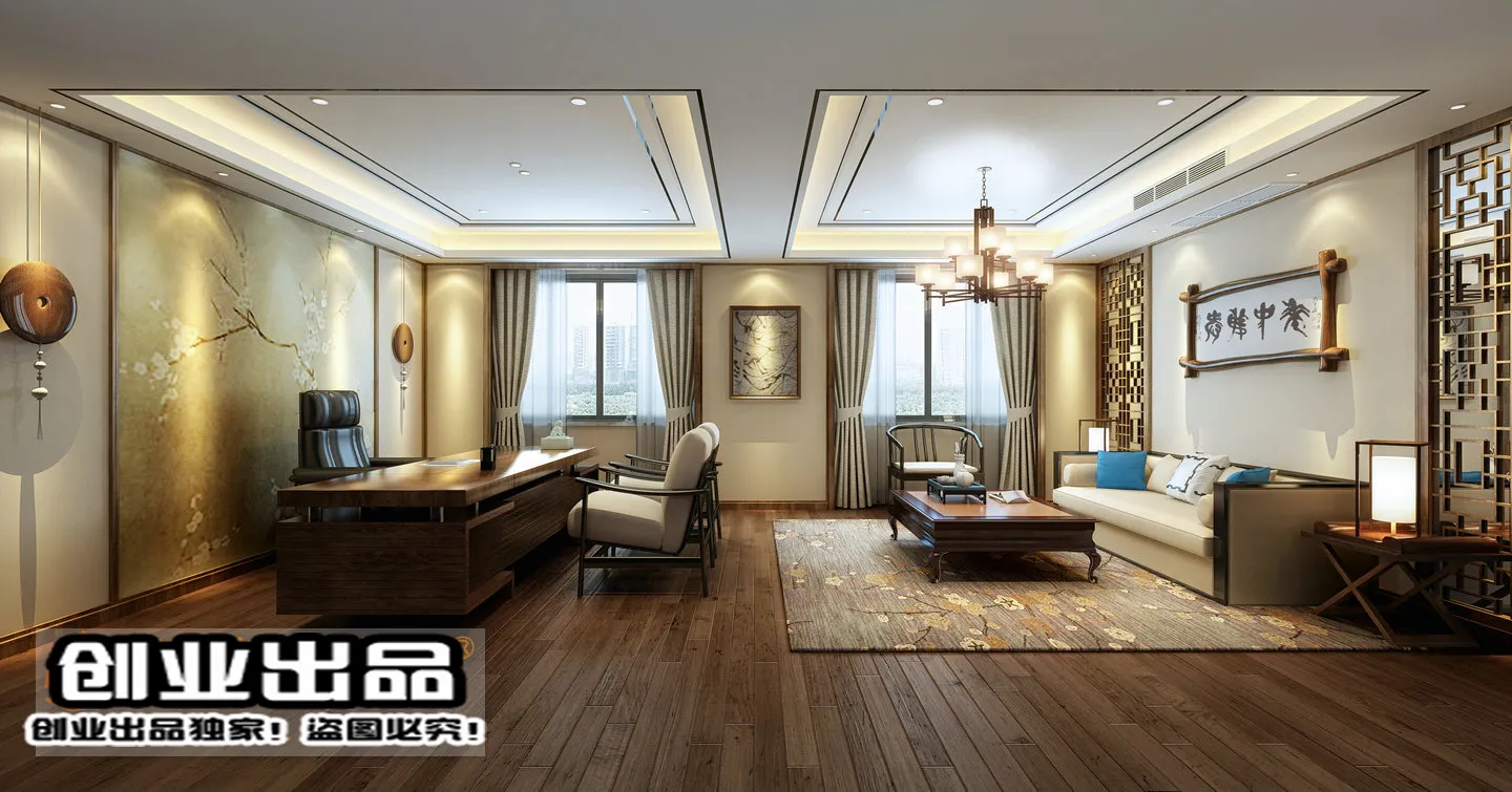 3D OFFICE INTERIOR (VRAY) – MANAGER ROOM 3D SCENES – 122