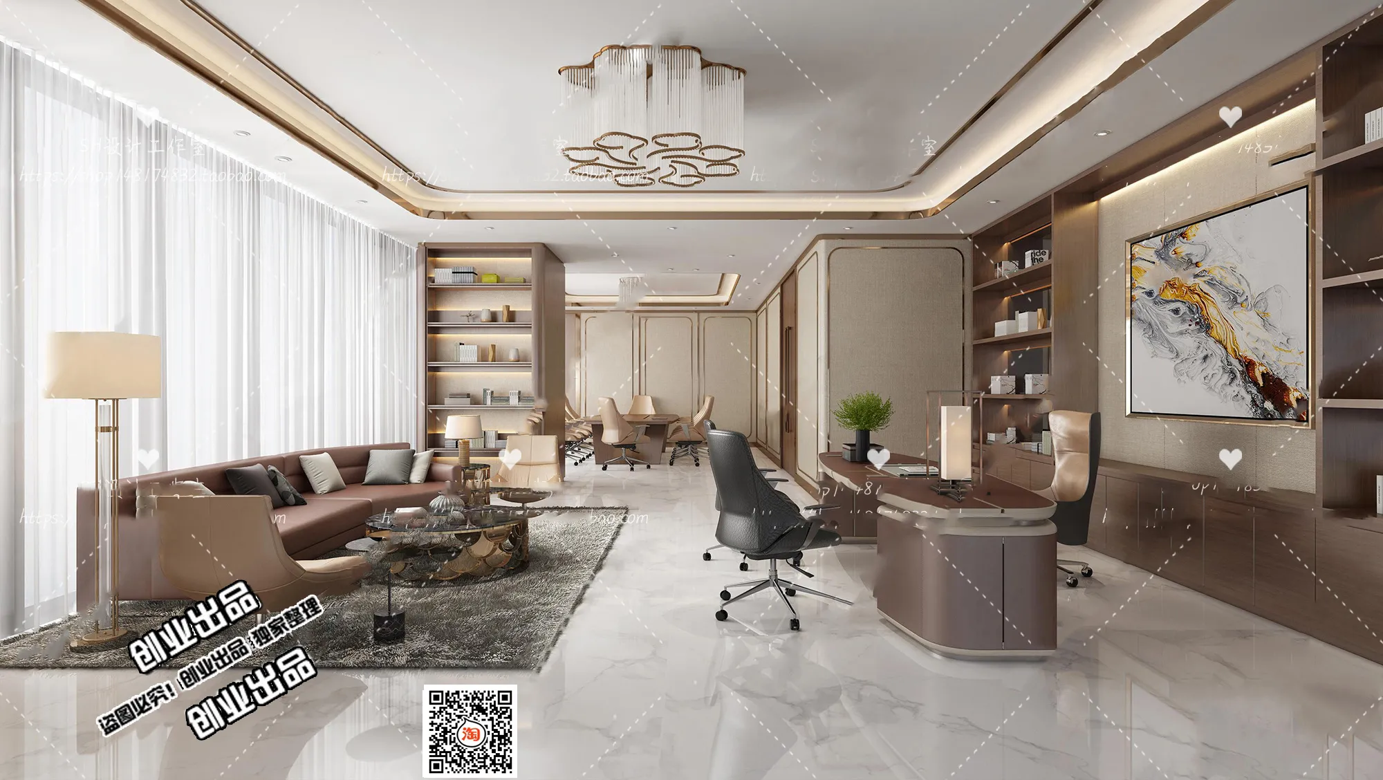 3D OFFICE INTERIOR (VRAY) – MANAGER ROOM 3D SCENES – 126